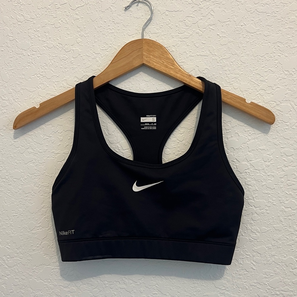 Nike Black Racerback Sports Bra with White Swoosh
